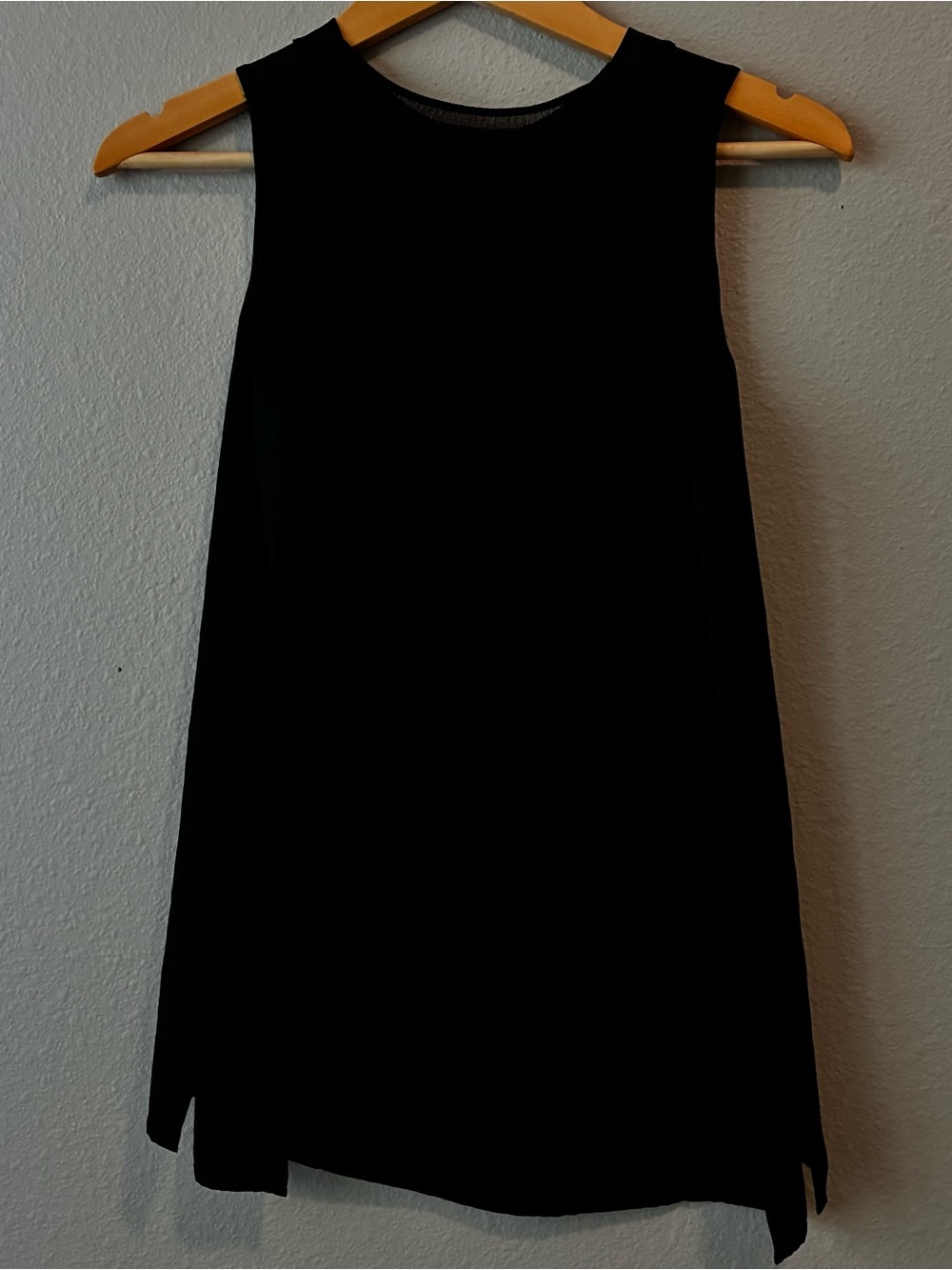 Vince  Black sleeveless tank top with sheer inset neckline Size S